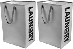 SnelShoppen - 2 Stuks 75L Vouwbare Wasmanden met Verstevigde Handvatten, Duurzaam Canvas, Waterdicht, Ideaal voor Badkamer, Woonkamer, Kamperen — thumbnail 1