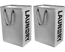 SnelShoppen - 2 Stuks 75L Vouwbare Wasmanden met Verstevigde Handvatten, Duurzaam Canvas, Waterdicht, Ideaal voor Badkamer, Woonkamer, Kamperen