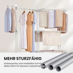 VIEMAE Wasrek - Droogrek - Droogtoren - Wasrek inklapbaar - Droogrek inklapbaar - 3 laags - Op wielen - Met hanggedeelte - Wit — thumbnail 3