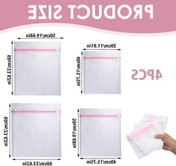 Wit waszakken set van 4, polyester wasnet voor wasmachine in maten S, M, L, XL, beschermt delicate kleding en voorkomt slijtage — thumbnail 5