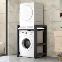 Wasmachine opbergkast - Stapelset droger - Ruimte maximaliseren - Sterke draagcapaciteit - 75 x 65 x 105 cm - Zwart wit — thumbnail 1