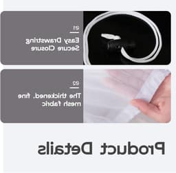 Set van 2 Wasnetten 40 x 30 cm voor Wasmachine, Fijne Netten met Trekkoord, Herbruikbaar voor Ondergoed, Sokken en Babykleding, Bescherming tijdens de Wasbeurt — thumbnail 5