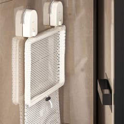 Ulisem - Zuignap wasmand - 2026 nieuw wit voor student en badkamer - Wandmontage zonder boren - Sterke zuignap voor glas en tegels - Afneembare mesh waszak - Ademend gaas voorkomt geurtjes - Incl ophanghaak - Eenvoudig te monteren - Wit — thumbnail 5
