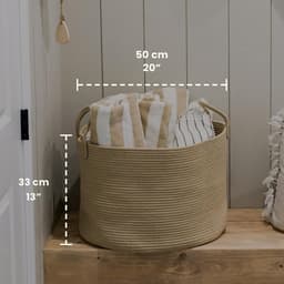 SnelShoppen - XXL Honey Katoenen Opbergmand - Handgeweven Decoratieve Mand voor Dekens en Was - 50x33cm - Multi-Tone - Ideaal voor Kinderen en Speelgo — thumbnail 5