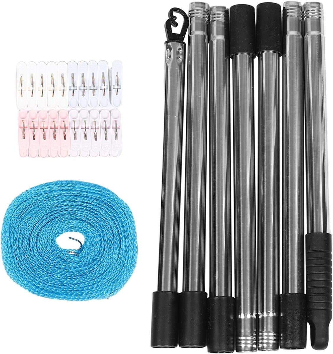 Draagbare Waslijn - Droogrek Buiten - Kleding Drogen - Weerbestendig Nylon - 250 cm - Zilver — afbeelding 1