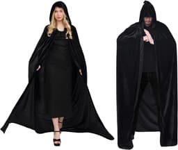 JUN Cape Met Capuchon Unisex Halloweenjas Fluwelen Cape en Gewaad | Cape Met Capuchon Feestkostuum Voor Volwassenen en Kinderen Cosplay — thumbnail 3