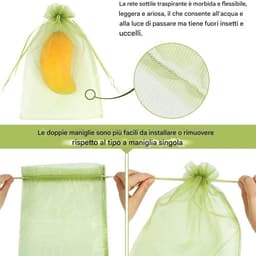 Fruitzakken - Beschermnetten Oogst - Vruchten Beschermen - Herbruikbaar Trekkoord - 100 stuks 15x20cm - Groen — thumbnail 5