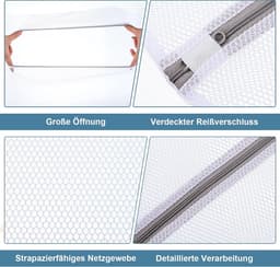 Wasnetjes met ritssluiting - Wit - Polyester herbruikbaar wasnet voor wasmachine - Voor diverse kledingstukken — thumbnail 2