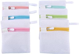 6 Stuks Mini Wasmachine Fijne Waszakken, Waszak met Gaas, Kleine Polyester Fijngaas Waszak voor Hotel Thuis, Honingraat Opbergzakken met Rits Hanglus — thumbnail 1