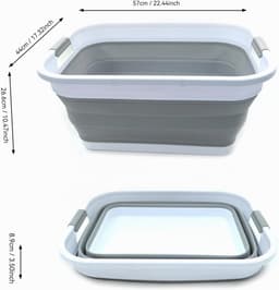 Foldable Plastic Laundry Basket - 41L Capacity - Foldable Pop Up Storage Container/Organizer - Portable Laundry Bin - Space Saving Design (Grey) — thumbnail 2