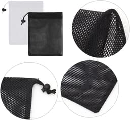 Thijox - 4 stuks Nettassen met Trekkoord 40 x 35 cm - Mesh Opbergzakken voor Kleding, Strand, Speelgoed - Handige Nethandtassen voor Kinderen - Zwart — thumbnail 5