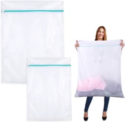 Wasmachine Wasnetten Set van 2 - Fijnmazige Polyester Waszakken voor Dekens, Jassen en Kussenslopen met Verborgen Rits (60 x 80 cm en 90 x 110 cm) — thumbnail 1