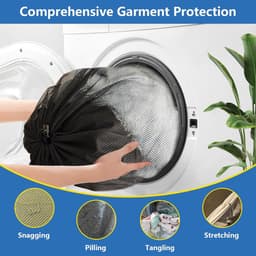 Thijox - 2 Stuks Wasnet 70 x 90 cm - Zwarte Waszak met Trekkoord - Waszakken voor Kleding, Beddengoed en Pluche Dieren - Machinewasbaar en Beschermend — thumbnail 4