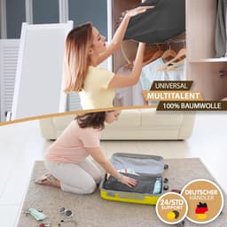 Waszakken 50 x 75 cm van 100% katoen - extra grote waszakken - duurzaam, met trekkoord, wasverzamelaar wasmand kledingzak opslag in grijs — thumbnail 5