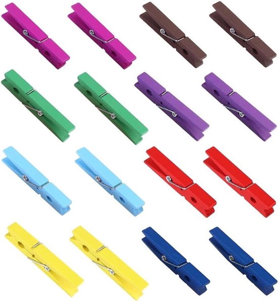 Wasknijpers 7,4 cm Hout 40 Stuks Gemengde Kleur - Sterke Metalen Veren - Dagelijks Gebruik - Knutselen en Beschilderen — afbeelding 1