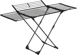 KINGHoff - Droogrek - Opvouwbaar Wasrek Verstelbaar - Staand Wasdroogrek - Inklapbaar Kledingrek - Wasrek voor Binnen en Balkon - Max. 20 kg - 108–180 x 96 x 101 cm - Zwart — thumbnail 1