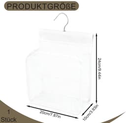 Wasknijperzak, wasknijperzak om op te hangen, clipzak, herbruikbare knijperzakken, wasknijpers, met een S-haak, voor huis en tuin, wit — thumbnail 5