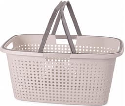 Wasmand met hengsel - 2x - 38 liter - 60 cm - creme - Draagwasmanden - Wasgoedmand - Mand met handvatten — thumbnail 4