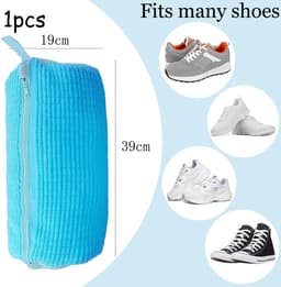 Wasmachine, 1 stuk Waszak Schoenen Borstels, Wasmachine Wasnet Schoenen, Anti-vervorming, Met Ritssluiting, Schoenzak voor Wasmachine en Droger, Blauw — thumbnail 4