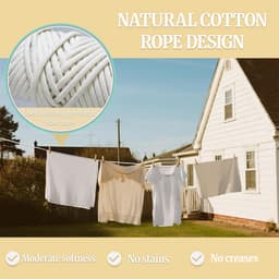 Gevlochten Katoenen Waslijn - Kledingtouw Outdoor - Kleding Drogen - UV-Bestendig - 10 meter - Natuurlijk — thumbnail 4