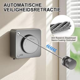 Uitschuifbare Waslijn - Intrekbare Waslijn - Kleding Drogen - Anti-Doorhang Ontwerp - 46 meter - Grijs — thumbnail 3