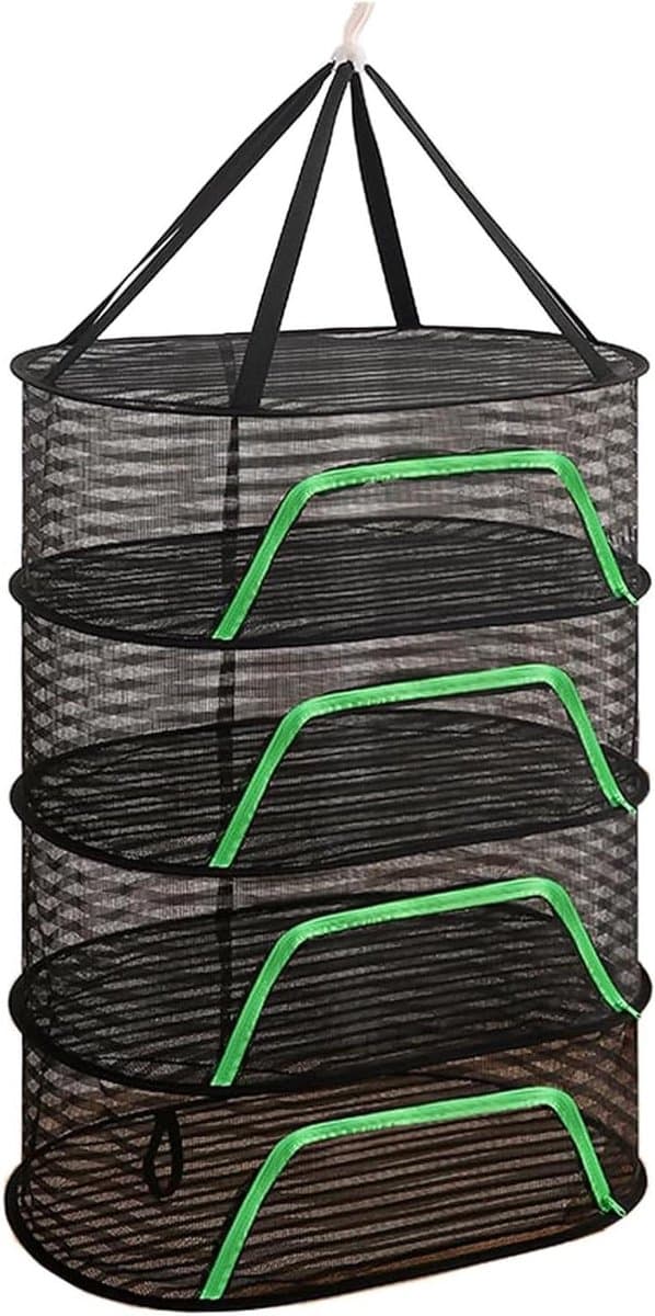 Droognet met meerdere verdiepingen - Hangend droogrek - Planten drogen - Inklapbaar en ruimtebesparend - 60x40x80cm - Zwart — afbeelding 1