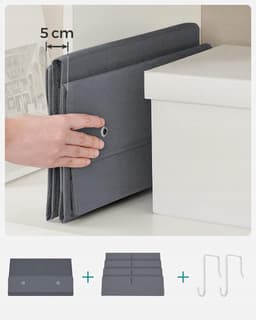 Merkloos Merloos Deur Organizer met 4 Vakken - Grijs, 100cm Hoog — thumbnail 2