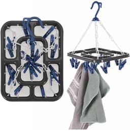 Storage Solutions Droogcarrousel / droogmolen - 2x - grijs / blauw - met 18 knijpers - 24 x 31 cm - kunststof — thumbnail 1