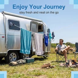 Thijox - Reiswaslijn 2 stuks, draagbare waslijn met haak en zuignap, campingaccessoires voor binnen en buiten, ideaal voor reizen, vakantie, outdoor, — thumbnail 3