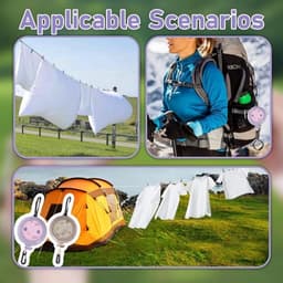 Uitschuifbare waslijn van 10 meter, geschikt voor binnen- en buitengebruik, draagbaar, verstelbaar en ideaal voor op de camping, in hotels, in de achtertuin en voor het drogen van wasgoed in de buitenlucht. — thumbnail 2