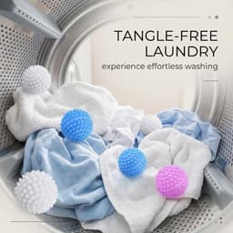 SnelShoppen - Plastic Droogballen, Set van 6 Wasballen voor Zachte Kleding in Wasmachine en Droger, Wit/Blauw/Roze, 4 cm, Ideaal voor Drogen en Wassen — thumbnail 4