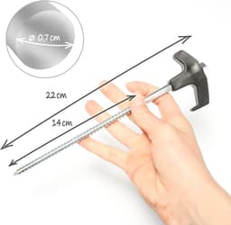 SnelShoppen - 24 x Stalen Tentpinnen met Adapter voor Accuschroefmachine - Schroefpinnen - Robuuste Grondnagels met Draad voor Camping, Tuin, Festival — thumbnail 5