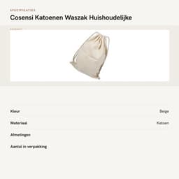 Waszak Grote Capaciteit - Katoenen Waszak - Huishoudelijke Opslagzak - Reizen - Ecologisch Katoen - Sluiting met Koord - Opbergtas — thumbnail 5