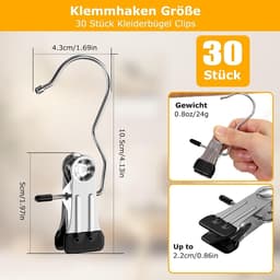 Knijphangers - Roestvrij Staal - 11 cm - Antislip en Ruimtebesparend - Voor Kleding en Schoenen — thumbnail 2