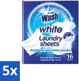 5 x At Home - Wash - Wasdoekjes - Witte Was - Tegen Verkleuring - 12 Doekjes - Witte Wasdoekjes - Wasdoekjes Witte Was - Wasdoekjes Tegen Kleuruitloop - Wasdoekjes Voor Witte Stoffen - Wasdoekjes Handwas — thumbnail 1