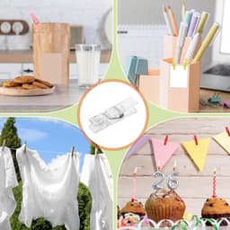 Wasknijpers, 60 stuks mini kleurrijke plastic kledingclips, sterke grip fotoclips voor foto's, hangende kleding, decoratieve ambachten, transparant — thumbnail 5