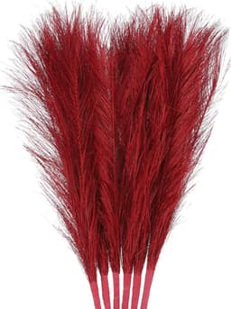 3 Stk Pampas Kunstgras Klein 45 cm / 17,7" Kunstmatig Fluffy Pampas-Kunstgras 7 Takken Kunstmatig Vaasvulling voor Huis, Kantoor, Vaas, Huwelijksdecoratie Rood — thumbnail 1