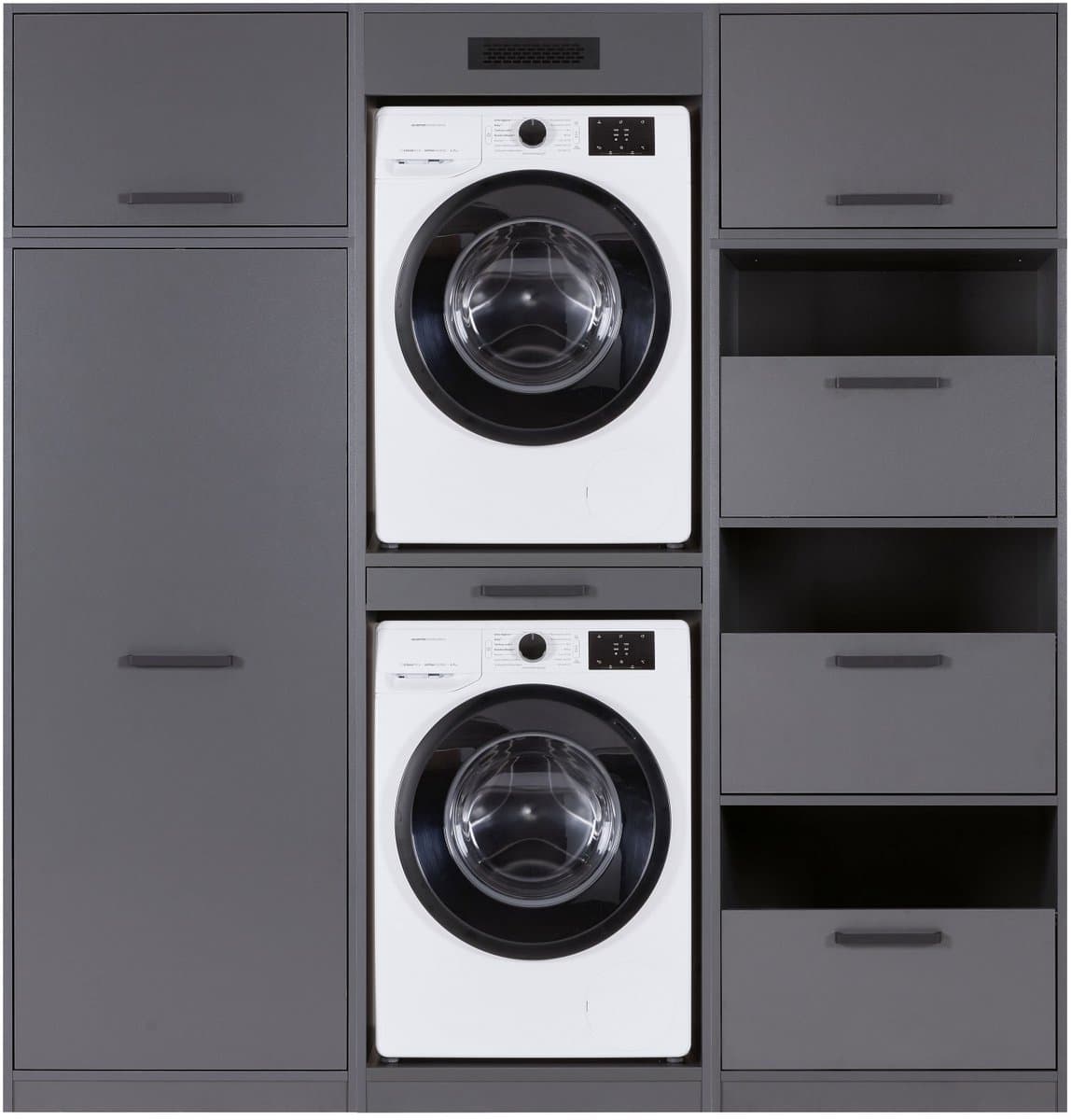 Interlink Lifestyle Studio Flow Wasruimtecombinatie Bundel 15 - Antraciet - 201 x 68 x 208 cm - Complete wasruimte met opbergkasten — afbeelding 1