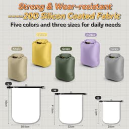 Dry Bag Waterdichte tas, ultralicht, waterdichte opbergzak, 3 stuks, boottochten, droogzak voor boot, kajak, vissen, rafting, zwemmen, kamperen en strand, geel, simple — thumbnail 3