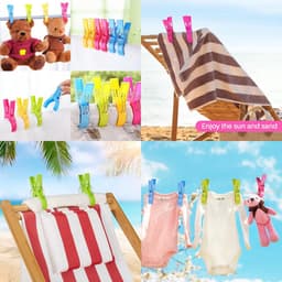 Benza – XXL Strandlakenknijpers – 8 stuks – 12 cm – Handdoekclips voor ligbed, strandstoel, campingstoel en waslijn – 4 kleuren — thumbnail 3