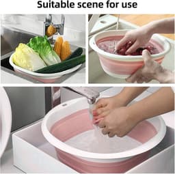 Vouwbare Wasmand 9L - Ronde Opvouwbare Emmer voor Camping, Bad en Keuken met Handvatten, Ideaal voor Reis en Multi-Functioneel Gebruik — thumbnail 2