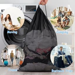 Grote Wasnetzakken - Zwart - Extra Sterk Polyester - Trekkoord Sluiting - Voor Ondergoed en Reiskleding — thumbnail 1