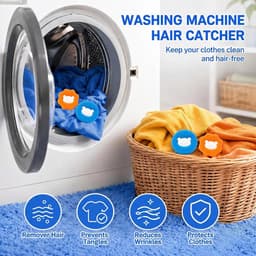 Wasballen voor wasmachine - 16 stuks - Drogerballen - Herbruikbare Pluizenbollen & Haarvanger Spons - 5 cm - voor Wasmachine, Droger, Kleding, Honden & Katten - Oranje & Blauw — thumbnail 3