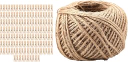 250 Pcs Wooden Clothespins, Mini Pince A Linge Bois Mini Clothes Pins Clip Peg With 1 Roll 50 Meter Jute Twine — thumbnail 2