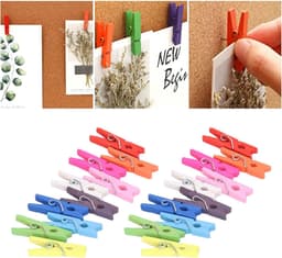 Houten Was Knijpers - Kleine Kledinghangers - Hobby Projecten - Natuurlijk Hout Materiaal - 100 Stuks - Felle Kleuren — thumbnail 2