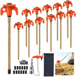 SnelShoppen - Tentpinnen 12 Stuks met Draaisluiting en Schroefdraad, Stevige Grondankers Inclusief Steeksleutel, Pinnentrekker en Opbergtas voor Campi — thumbnail 1