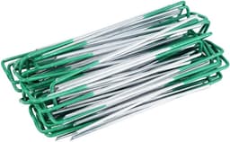 SnelShoppen - 100 Stuks Grondankers 150mm Half Groene Kunstgras U-Pinnen Tuinbevestigingshaken Stalen Grondpennen voor Tuin, Camping en Zonwering — thumbnail 1