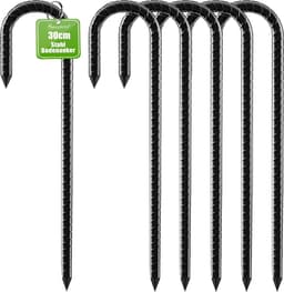 Grondanker haringen - Zwart - 30 cm - Verzinkt Staal - Voor Tenten en Trampolines — thumbnail 1