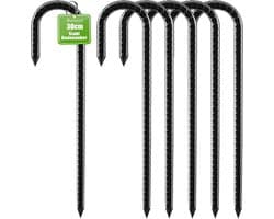 Grondanker haringen - Zwart - 30 cm - Verzinkt Staal - Voor Tenten en Trampolines