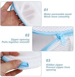 3 stuks wasnetten voor wasmachine, beha-bescherming voor wasmachine met ritssluiting, herbruikbaar, voor het reinigen, onderhouden en beschermen van beha's — thumbnail 2